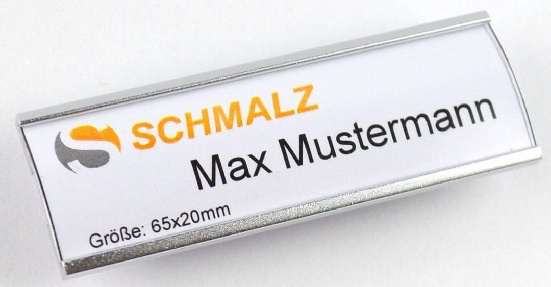 10 Stück Aluminium Namensschilder mit Magnet Komplettset, Silber Leichtemtall, mit extra starkem 3-f