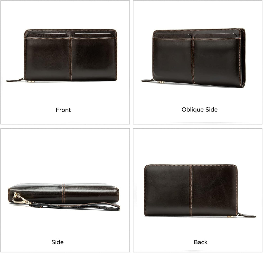 PORRASSO Leder Geldbörse Herren Clutch Tasche Kreditkartenetui Brieftasche Handytasche Portemonnaie