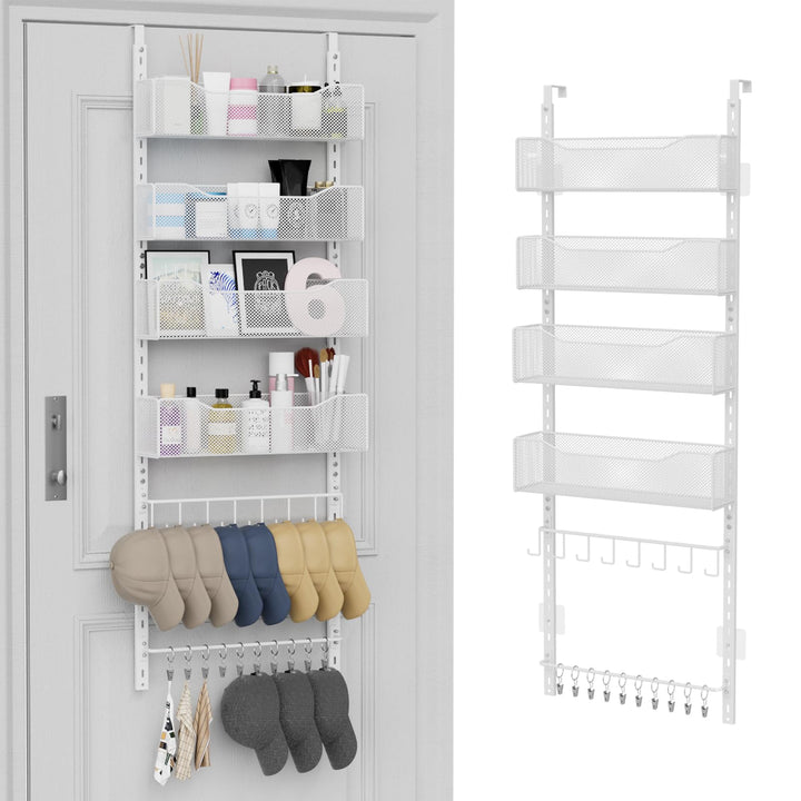 Über-der-Tür-Organizer, 2-in-1-Kleiderschrank-Organizer und Hutablage aus Metall mit 4 Verstellbaren