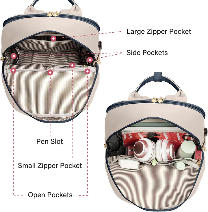 LOVEVOOK Laptop Rucksack Damen, 15,6 Zoll Schulrucksack Mädchen mit Laptopfach, Wasserdichter Schult
