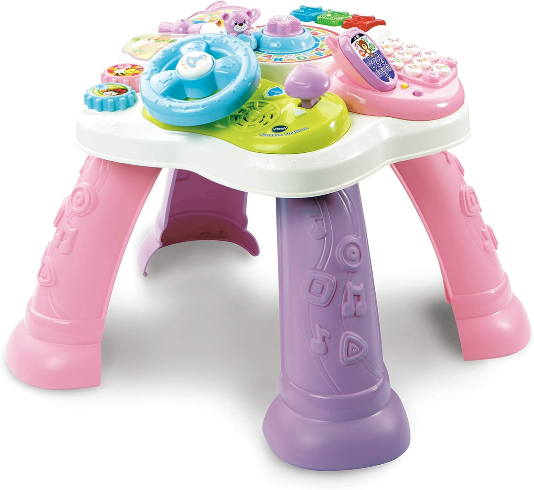 VTech Baby Abenteuer Spieltisch pink – Bunter Babyspieltisch mit 6 Spielfeldern und interaktiven Ele