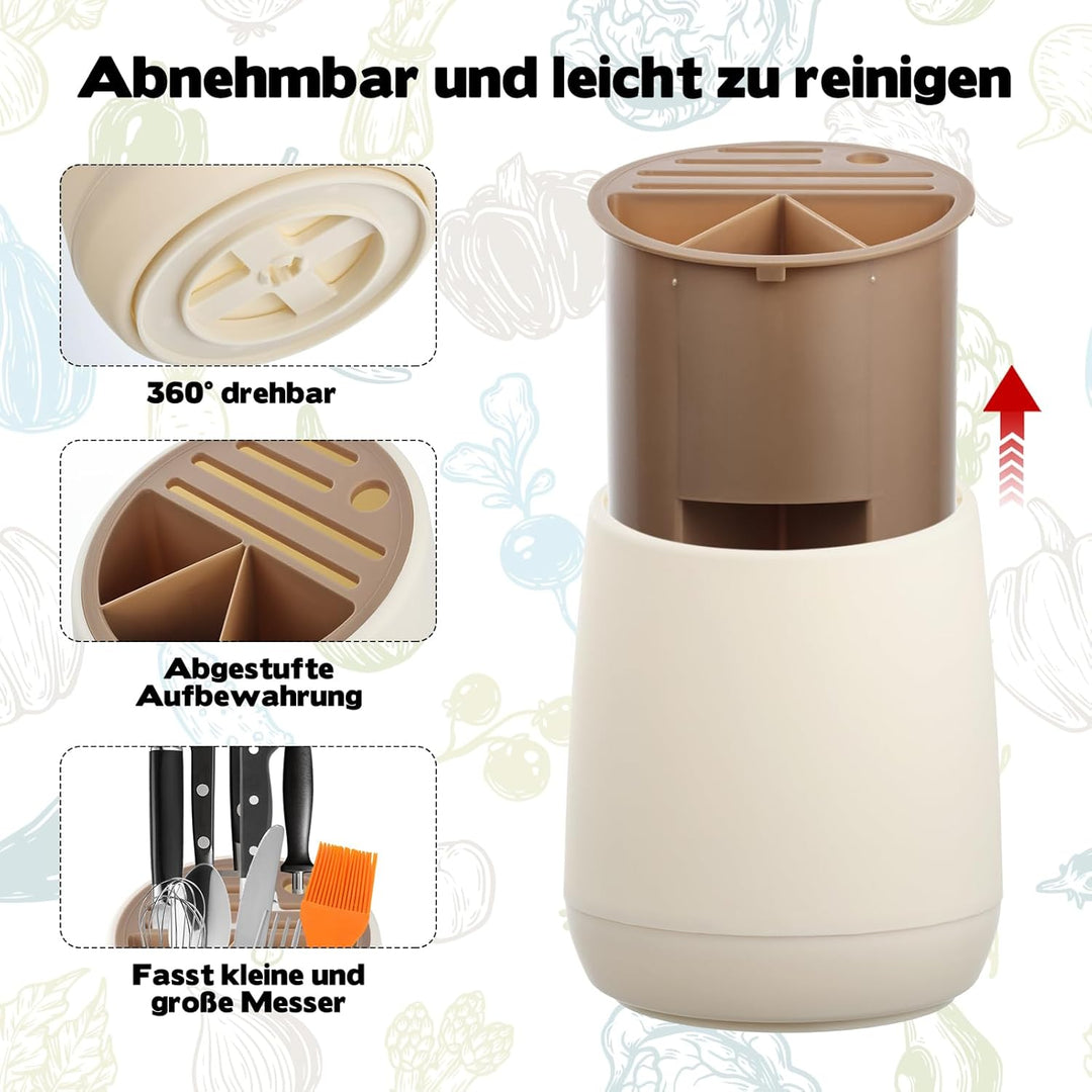 Universal Messerblock ohne Messer Drehbar Küchencontainer Utensilienhalter für Küchentheke 22 x 17.5
