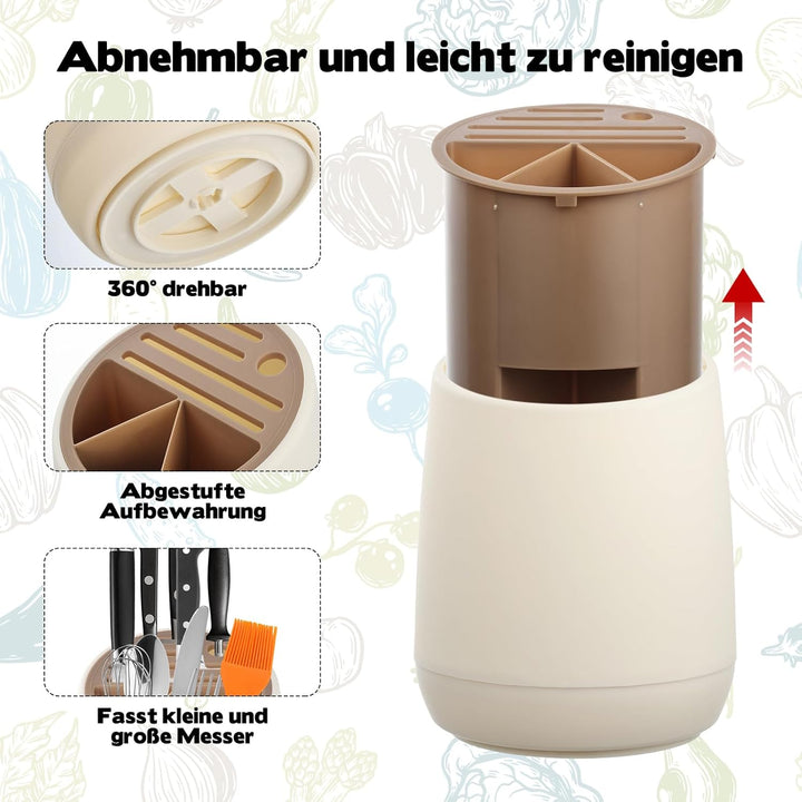 Universal Messerblock ohne Messer Drehbar Küchencontainer Utensilienhalter für Küchentheke 22 x 17.5