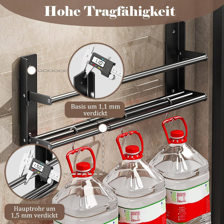 Schuhregal Wand, 2 Ebenen 37-67cm Ausziehbar Schuhablage, Faltbar Metall Schuhhalter Schmal Platzspa