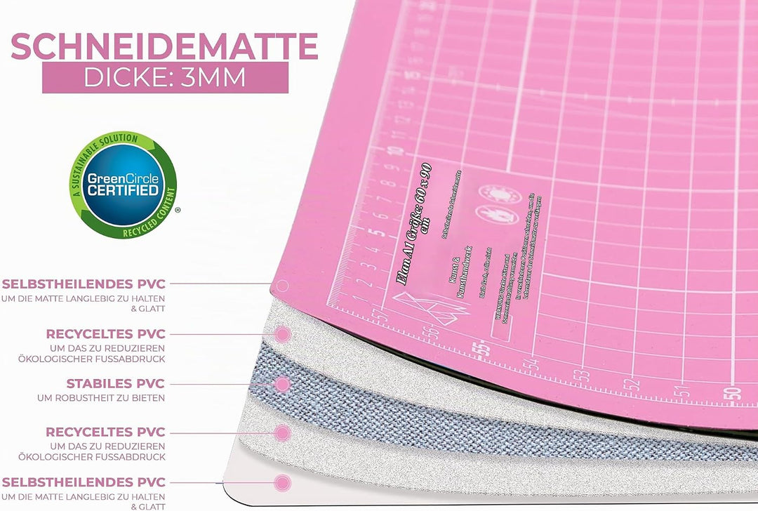 Elan Schneidematte A0 Rosa und Lila, 5-lagige Schneidematte Selbstheilend, Bastelunterlage Schnittfe