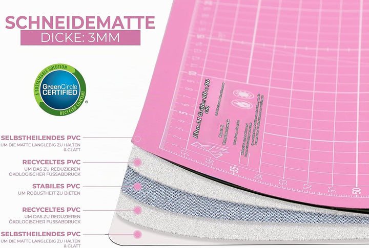 Elan Schneidematte A0 Rosa und Lila, 5-lagige Schneidematte Selbstheilend, Bastelunterlage Schnittfe