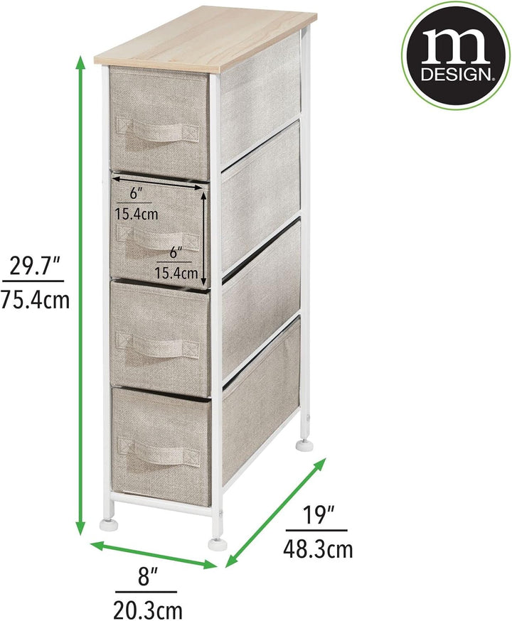 mDesign Kommode aus Stoff – praktischer Schrank Organizer mit 4 Schubladen – schmales Aufbewahrungss