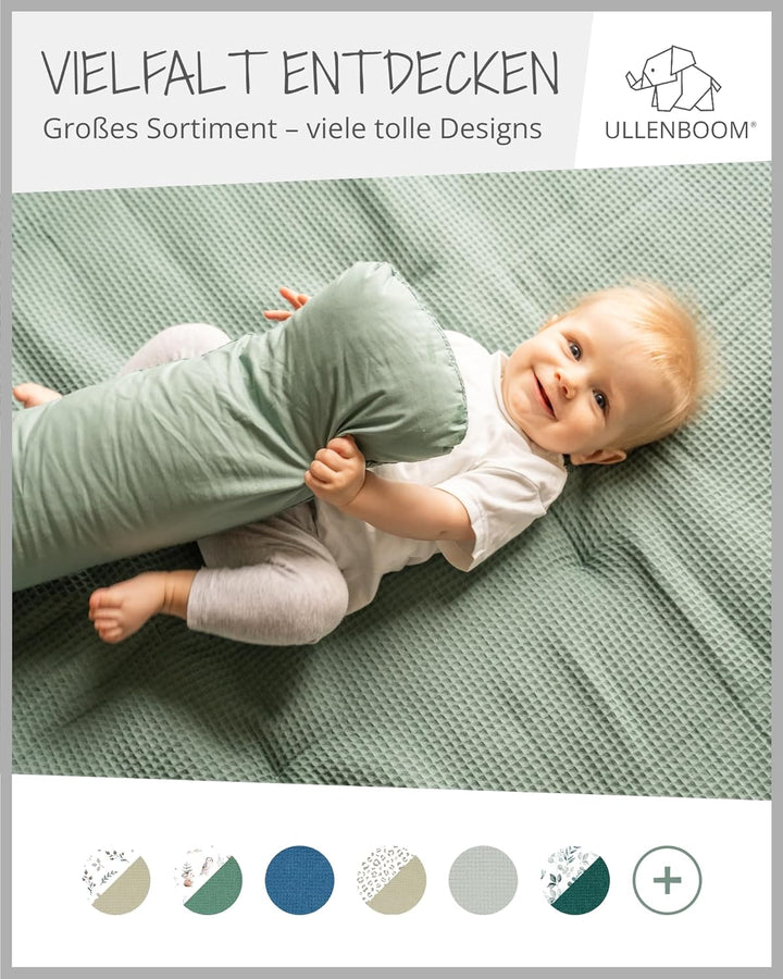 ULLENBOOM ® Baby Krabbeldecke 120x120 cm gepolstert in Salbeigrün (Made in EU) - Krabbeldecke für Ba