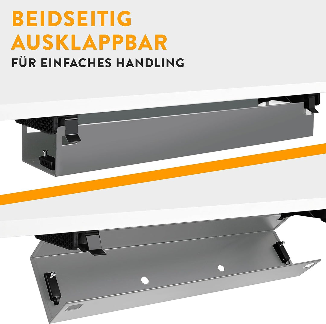 boho office® Kabelkanal Schreibtisch Kabelmanagement Kabelbox - beidseitig klappbare Kabelwanne inkl