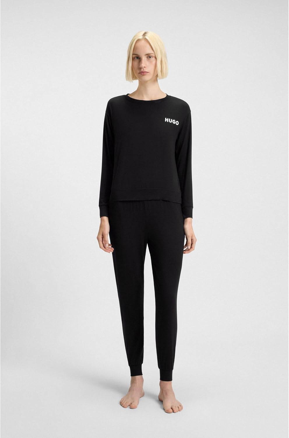 HUGO Damen Unite_ls-Shirt Pyjama_Longsleeve XS Black1, XS Black1