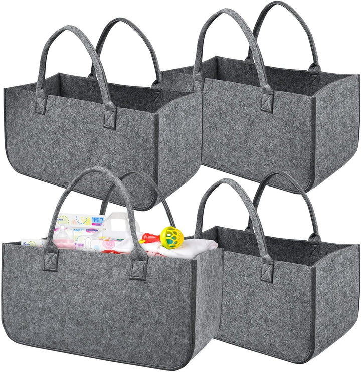 Yznahre Filztaschen, 4 Stücke Faltbar Filztasche Kaminholz Kaminholztasche Filz, Filzkorb Filztasche