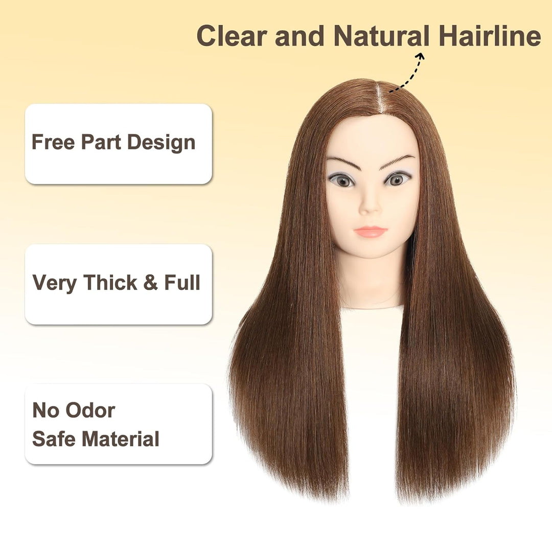 Mannequin-Kopf, 80% Echthaar, 45,7-50,8 cm, Trainingskopf, Kosmetologie, Puppenkopf, Übungskopf für