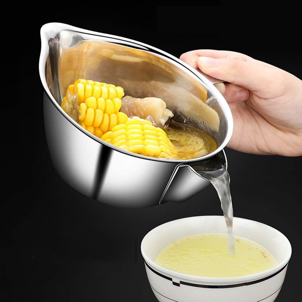 BESTonZON Fetttrennkanne Fetttrenner Edelstahl Suppen Fettabscheider Kanne 800ml Fettbehälter Topf L