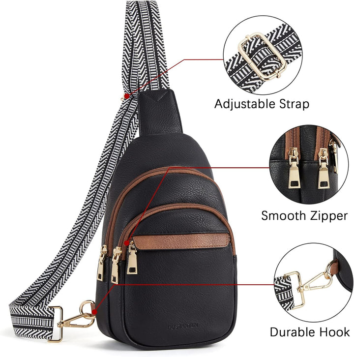 BOSTANTEN Brusttasche Damen Schulterrucksack Sling Bags Klein Umhängetasche Crossbody Bag PU Leder B