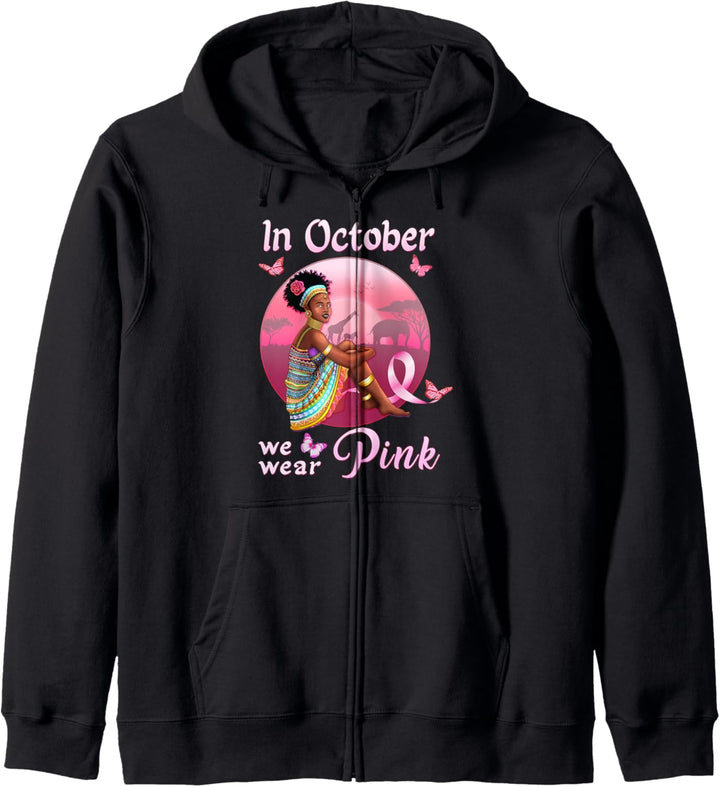 In October We Wear Pink African American Breast Cancer Geschenk Kapuzenjacke