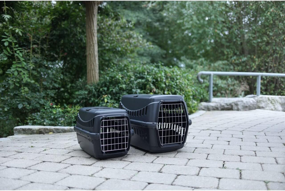 Kerbl Pet Transportbox Expedion ECO, 58x38x38cm, schwarz, für Tiere bis 11kg, recycelter Kunststoff,