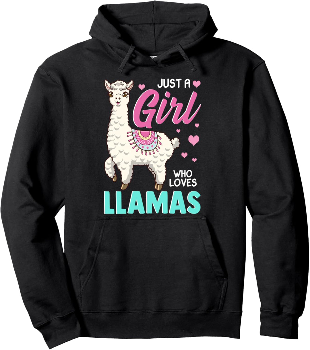 Cute & Funny Just A Girl Who Loves Llamas Lama Pullover Hoodie