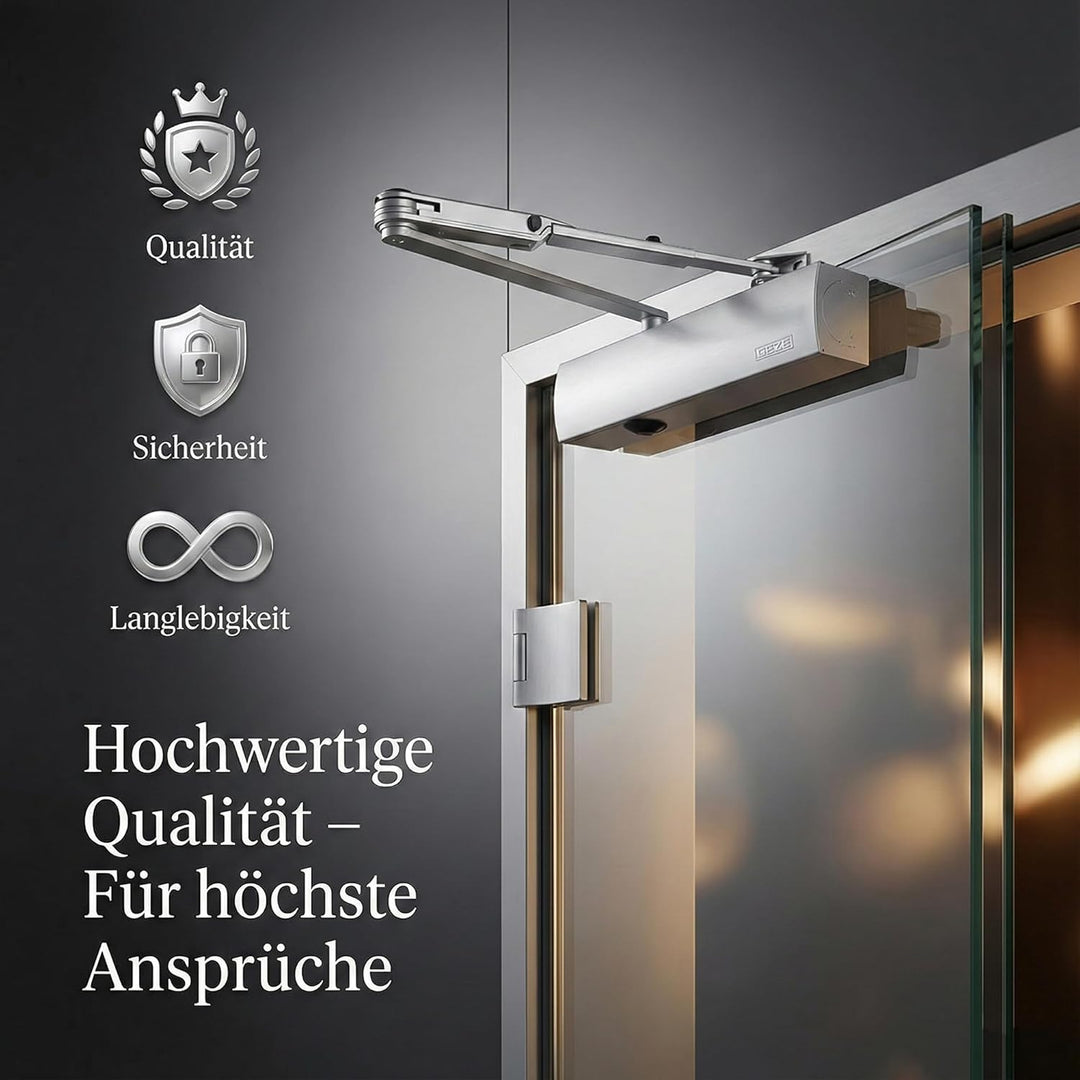 Geze Türschliesser TS4000V mit Feststellgestänge und Montageplatte Silber Ts 4000v Silber mit Festst