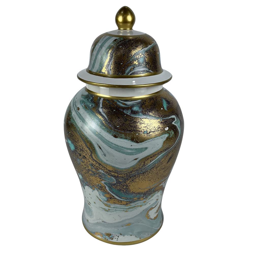 DKD Home Decor Vase aus Porzellan, modern, Blau, 22 x 22 x 41 cm