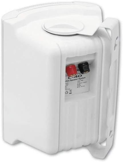 OMNITRONIC C-40 weiss 2x | Passives 2-Wege-Lautsprecherpaar mit Halterung, 4"-Tieftönern und 35 W RM