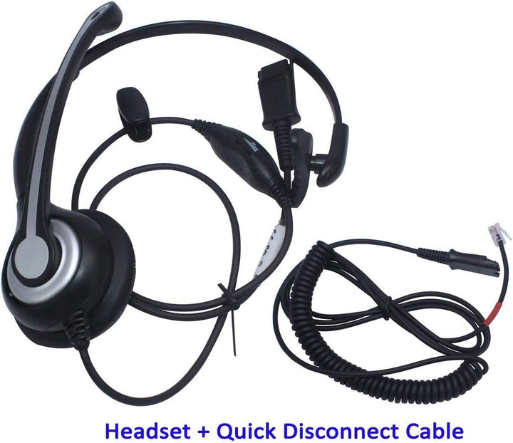 Wantek Telefon Headset RJ11 Monaural mit Noise Cancelling Mikrofon, Quick Disconnect, Festnetztelefo