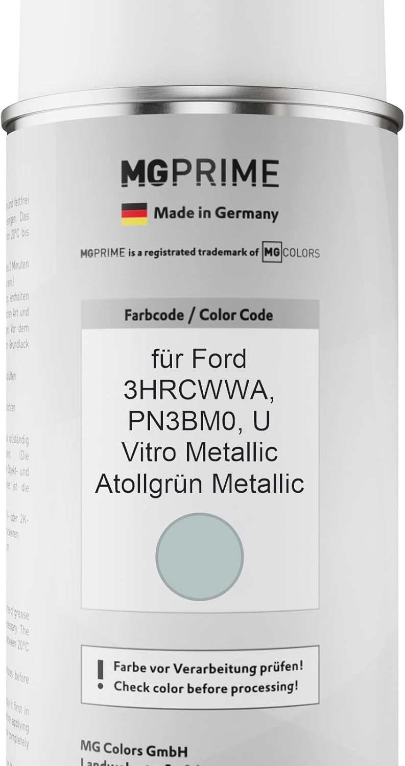 MG PRIME Autolack Sprühdosen Set für Ford 3HRCWWA / PN3BM0 / U Vitro Metallic/Atollgrün Metallic Bas