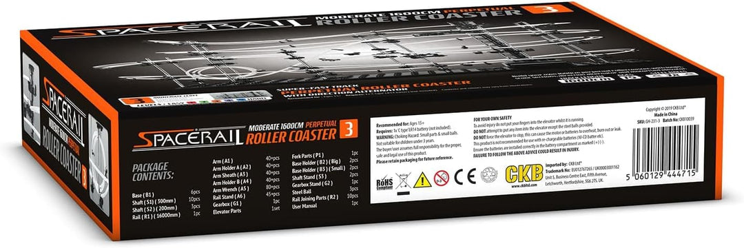 CKB Ltd SpaceRail Level 3 Kugelbahn Murmelbahn Konstruktionsspielzeug Marble Run Set Selbstbau kit I