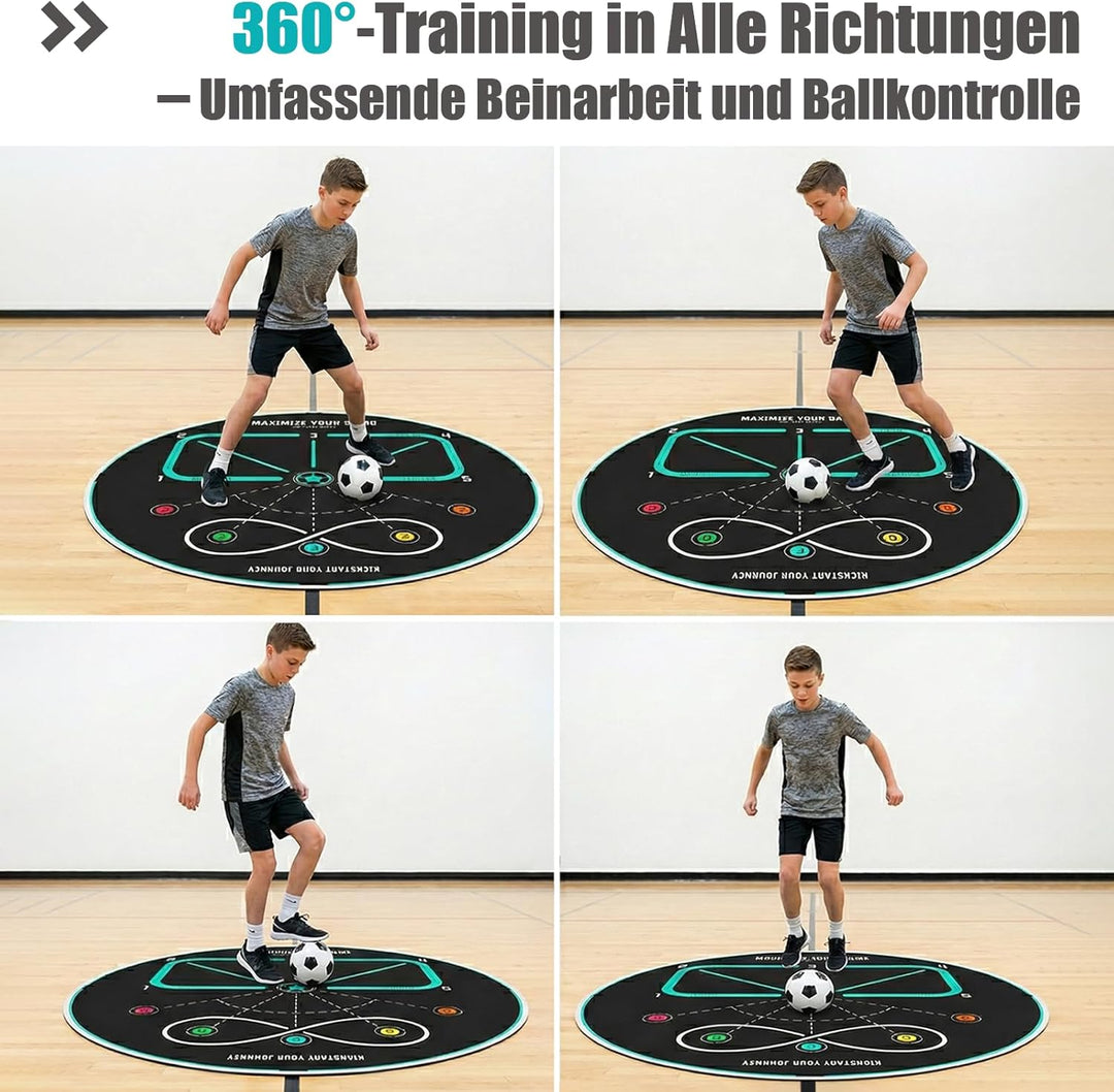 360 Fussballtrainingsmatte, Rutschfeste und Geräuscharme Fussballtrainingsgeräte, Fussball-Trainings