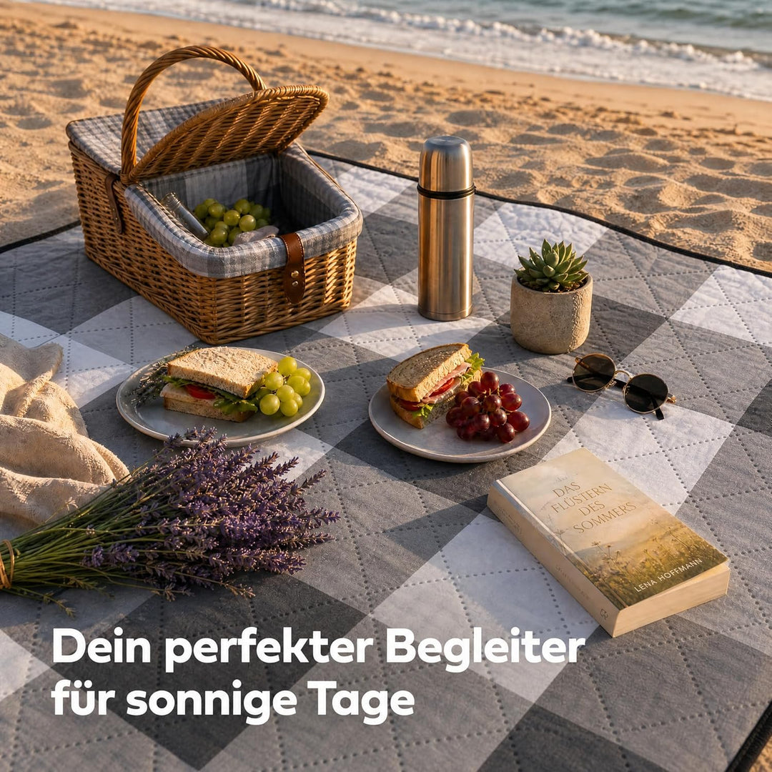 CNMTCCO Picknickdecke 200x200 cm - Extra Grosse Stranddecke Wasserabweisend & Sandfrei, Faltbare Out
