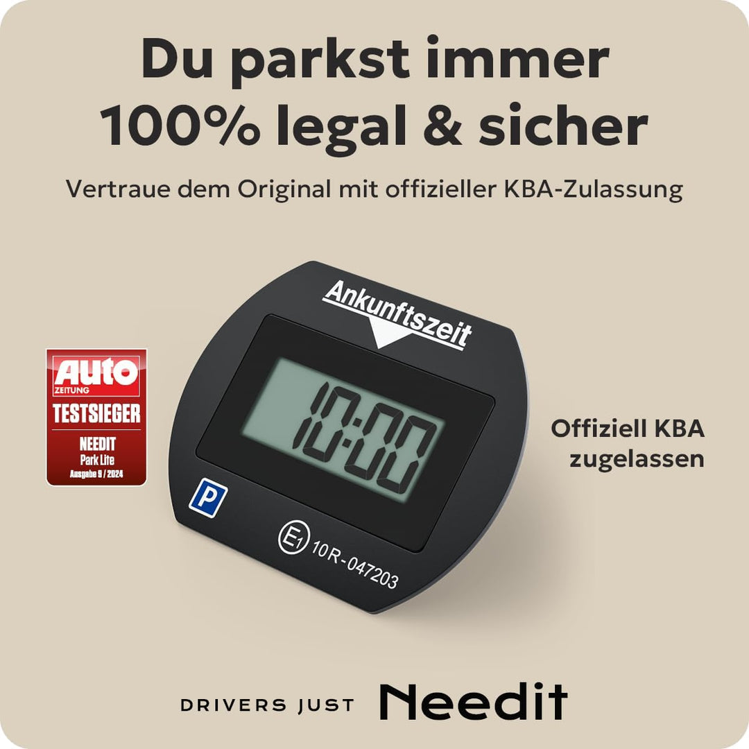 2X Park Lite elektronische Parkscheibe Digitale Parkuhr schwarz mit offizieller Zulassung vom KBA -