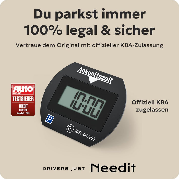 2X Park Lite elektronische Parkscheibe Digitale Parkuhr schwarz mit offizieller Zulassung vom KBA -