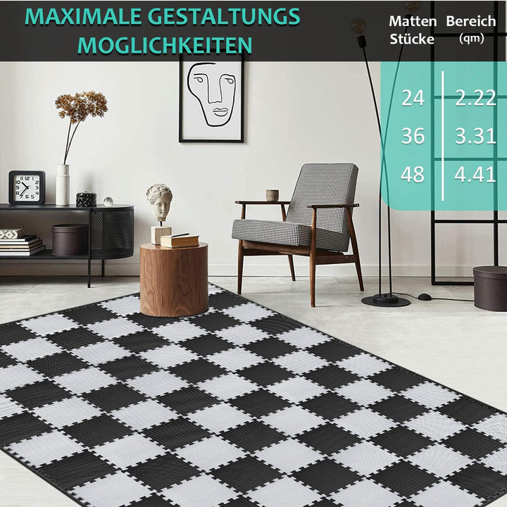 Bodenschutzmatte Fitness Set [31x31cm], 24/36/48 Puzzlematte, EVA Sportmatte Fitnessmatte Rutschfest