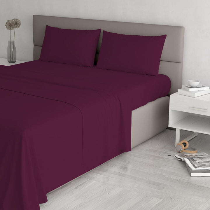 Italian Bed Linen Max Color Bettwäsche-Set, Pflaume, Doppelte, Pflaume