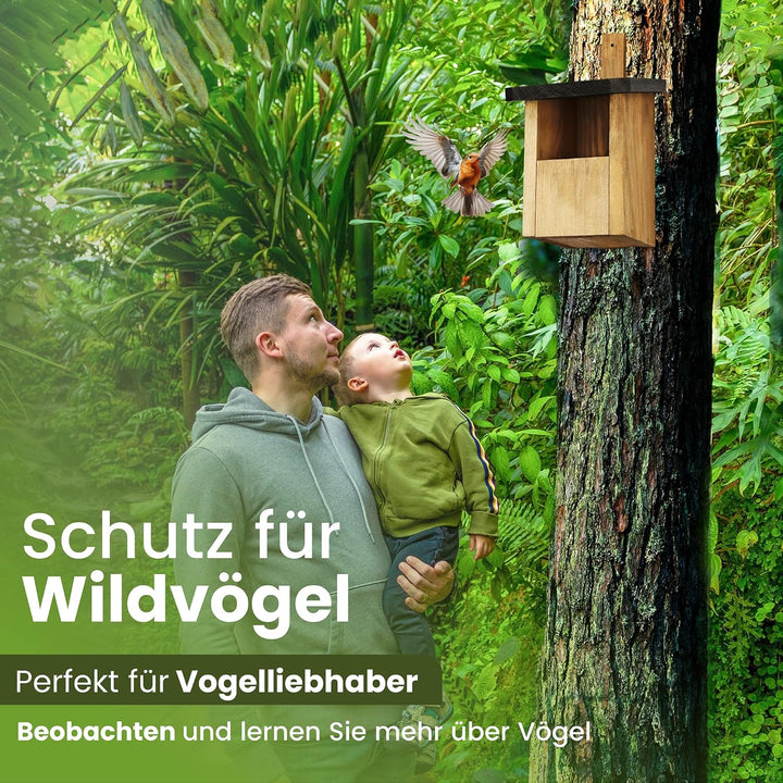 Halbhöhle Nistkasten für Rotkehlchen &amp; Co. | Wetterfest &amp; Massives Holz | Vogelhaus für Nischenbrüte