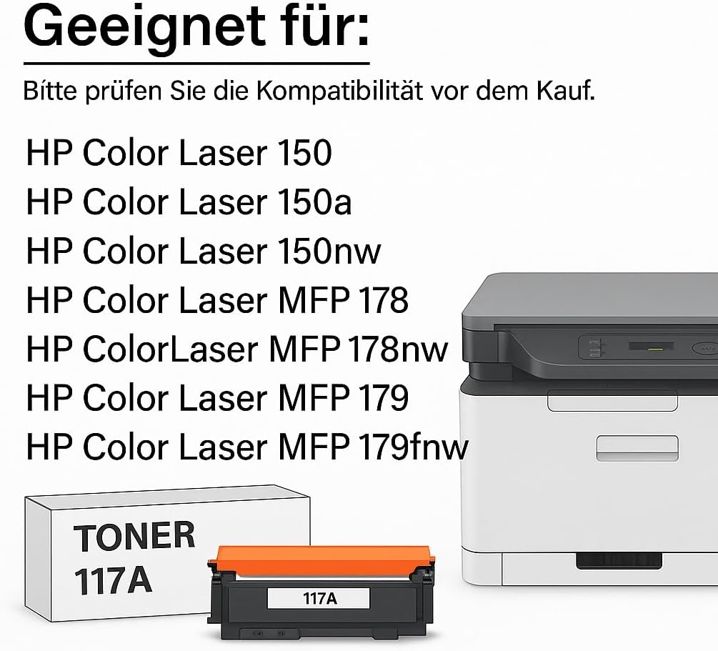 ABC Kompatibler Toner für HP 117A W2070A Schwarz für HP Color Laser 150 150a 150nw MFP 178 178nw 178