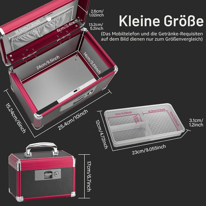 Medikamenten Aufbewahrung, 25.4 x 15.2 x 17 cm Medikamentenbox mit Tragbarer Griff, Kindersichere Me
