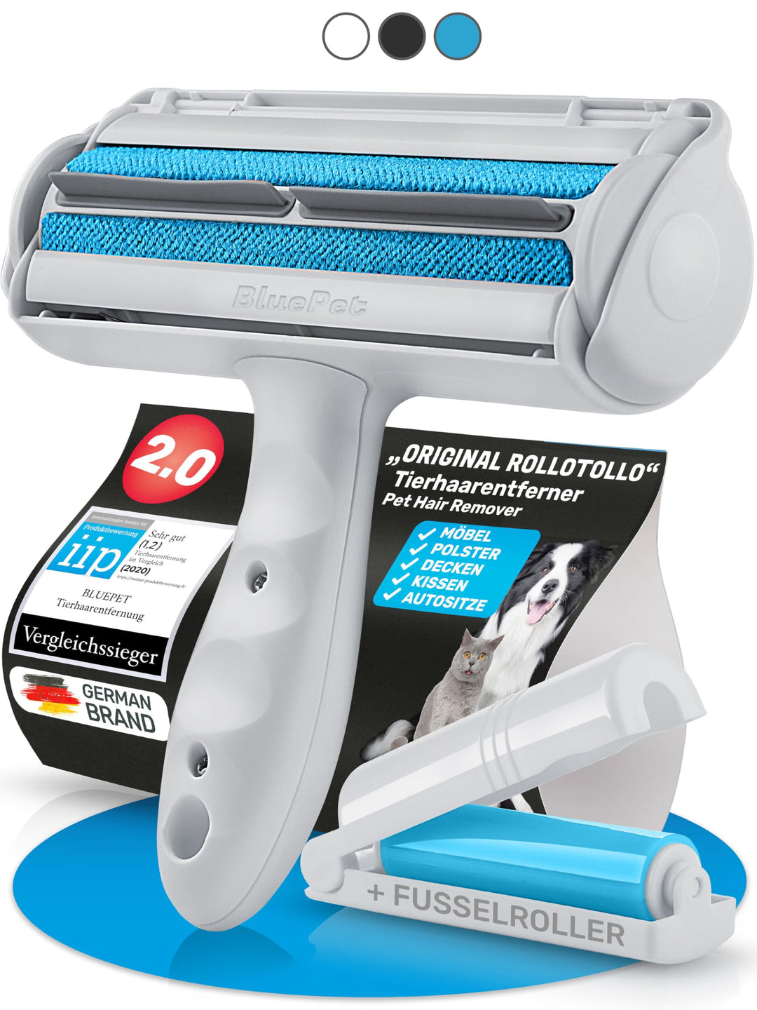 BluePet "RolloTollo Tierhaarentferner inkl. Mini Fusselbürste für Kleidung - Wiederverwendbare Fusse