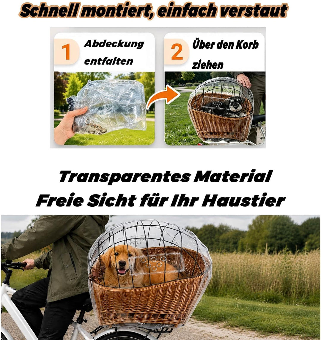 Sonnensegel für Hundefahrradkorb &amp; Fahrradkorb – Grosses, verstellbares Schutznetz für Hunde – Atmun