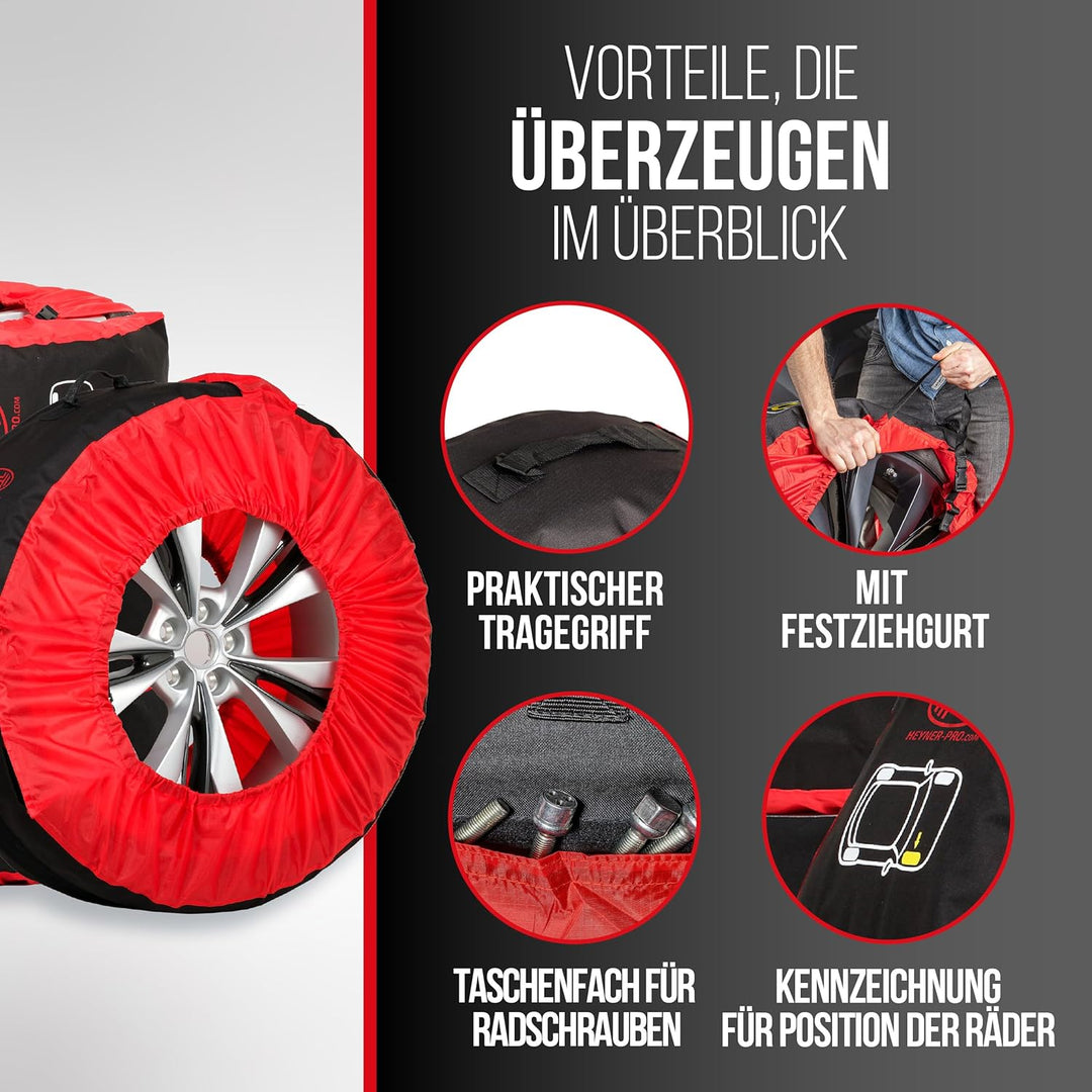 HEYNER® Reifentaschen Set 16-22 Zoll SUV, Reifenschutzhülle, Reifentüten, Reifenschoner, 4er Set 16"