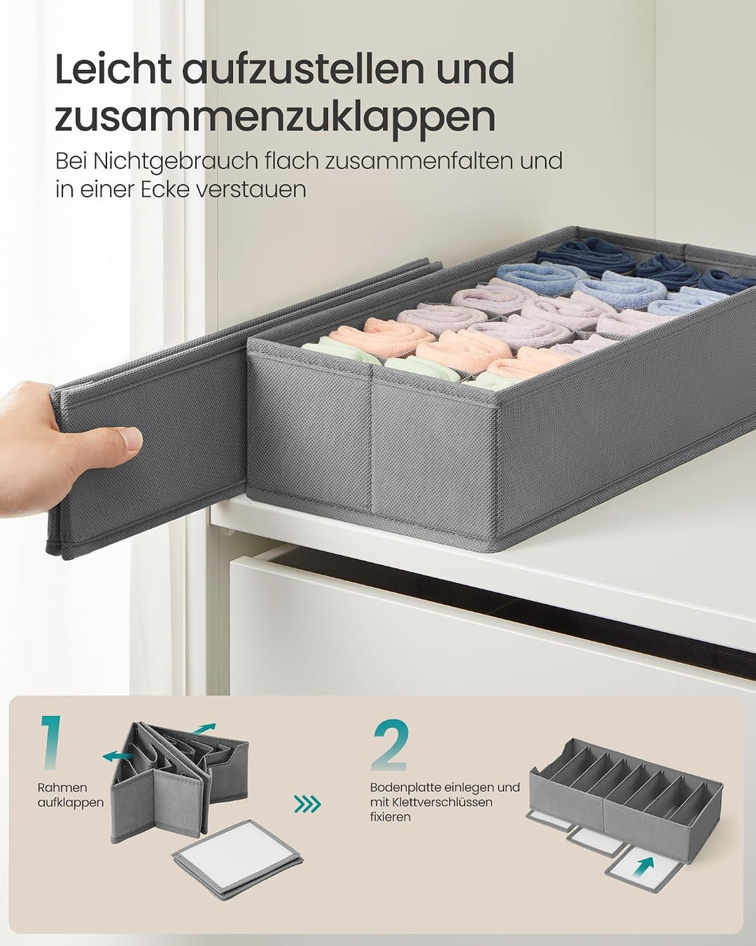 SONGMICS Unterwäsche-Organizer 4er Set, Schubladen-Organizer für IKEA HEMNES und MALM Kommoden, mit