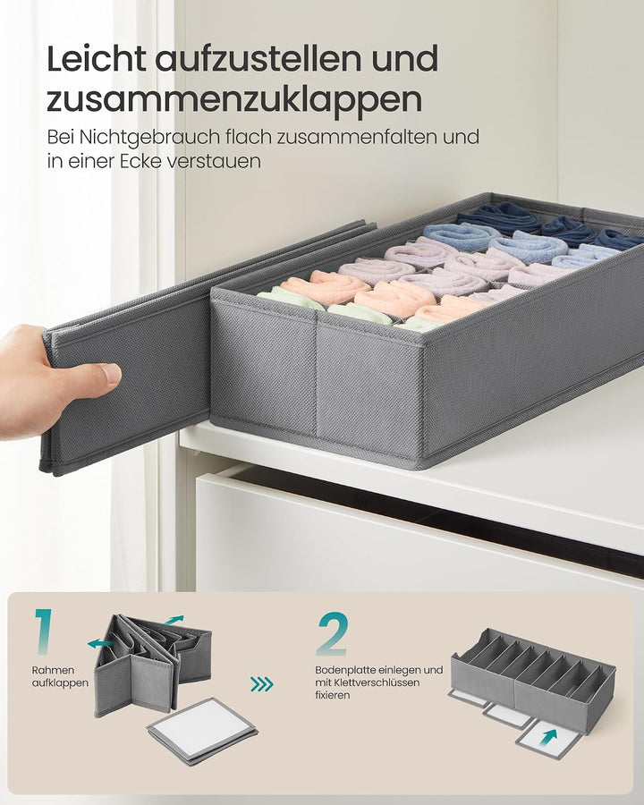 SONGMICS Unterwäsche-Organizer 4er Set, Schubladen-Organizer für IKEA HEMNES und MALM Kommoden, mit