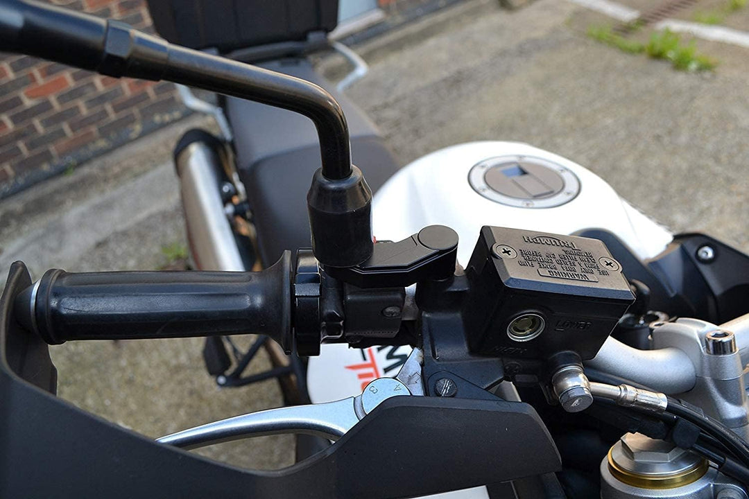 Motorrad Spiegel Heber Verlängerungen CNC Bearbeitet Aluminium - Schwarz - Paar