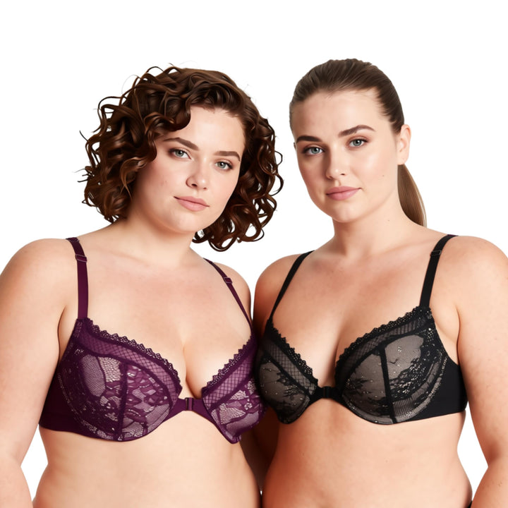 Curve Muse Damen Übergrösse Hochdrücken 1 Tasse hinzufügen Bügel Perfekte Form Spitzen-BHS 70E Schwa
