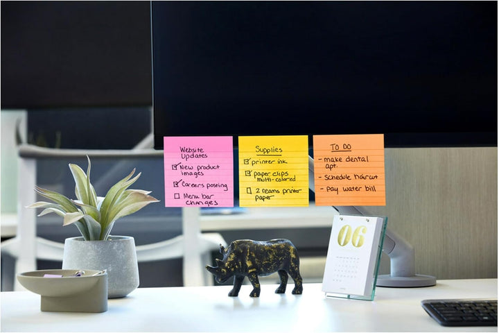 Post-it Super Haftnotizen, liniert, 4 Haftnotizblöcke, 10,2 x 10,2 cm, ideal für die Organisation in