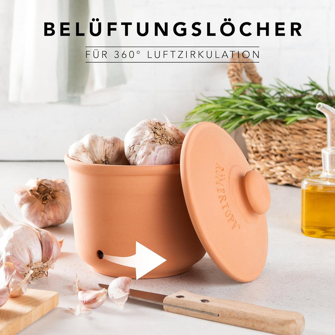 Römertopf Knoblauchtopf aus natürlicher Keramik Ø 12,5cm terrakotta