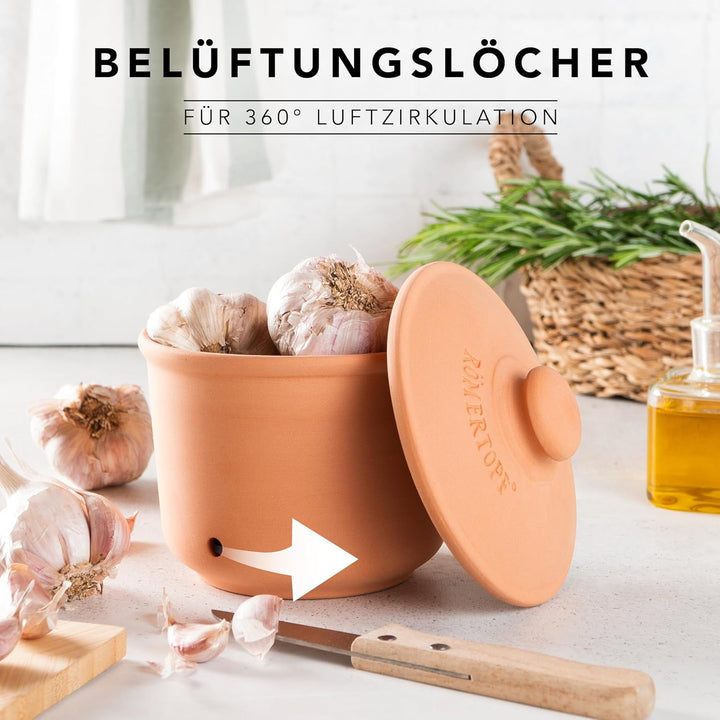 Römertopf Knoblauchtopf aus natürlicher Keramik Ø 12,5cm terrakotta