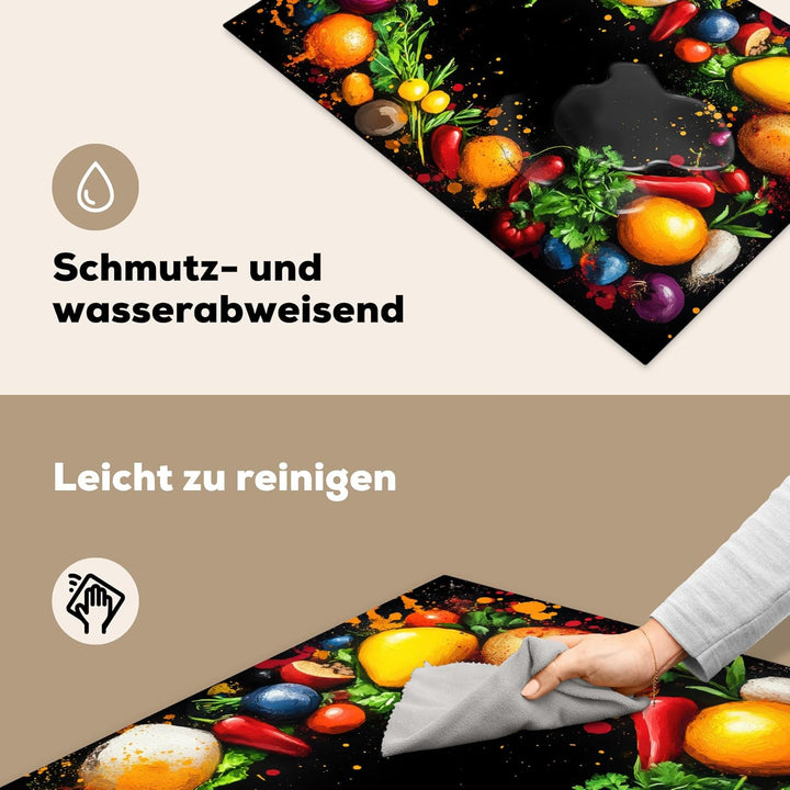 Herdabdeckplatte 80x52 cm Einteilig Küche Herdabdeckung Induktionsfeld Ceranfeld Herdabdeckplatten V