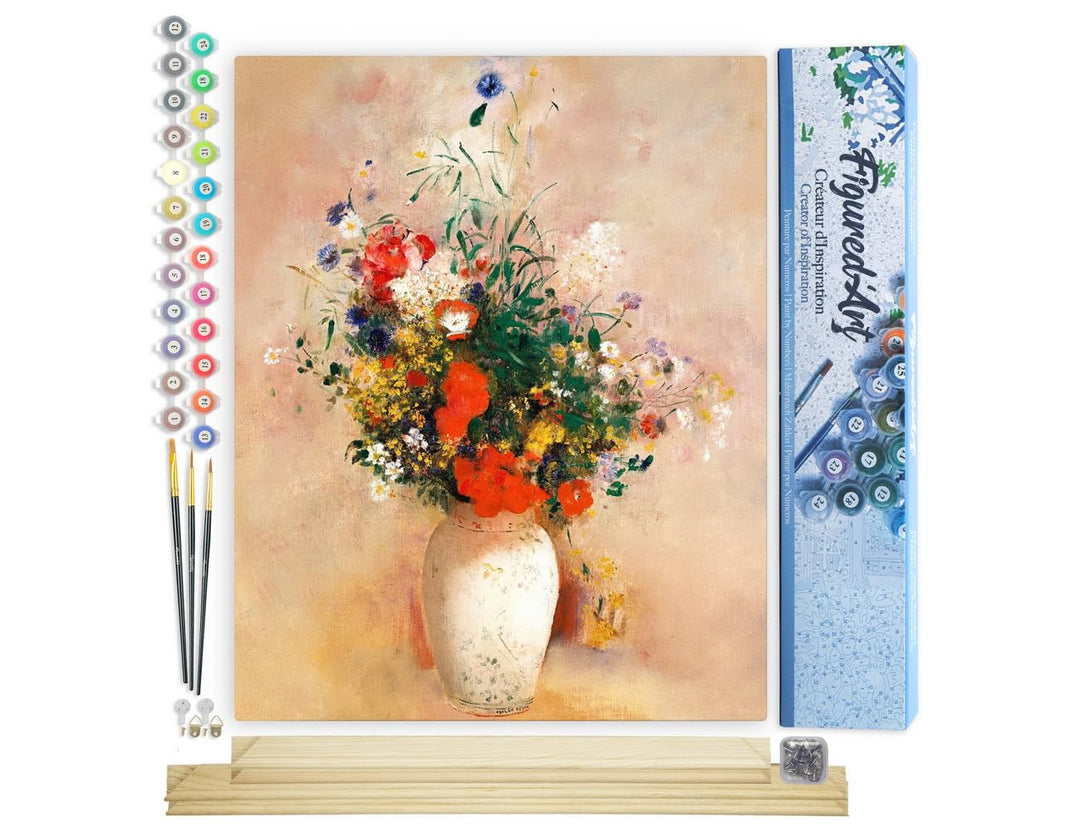 Figured'Art Malen Nach Zahlen Erwachsene Mit Rahmen Vase mit Blumen - Odilon Redon - Paint by Number