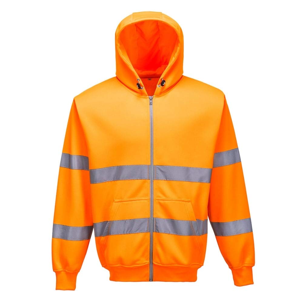 PORTWEST B305 - Warnschutz-Reissverschluss Kapuzen-Sweatshirt, 1 Stück S Orange, S Orange