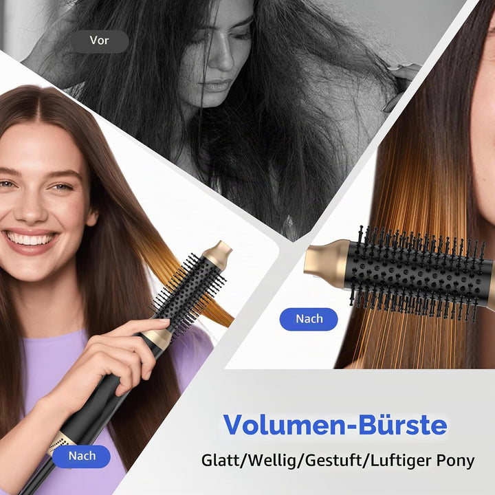 OKWRAP Haarstyler Hairstyler 5 in 1 Hair Styler 1000W Airstyler Multistyler Schwarzgold, Schwarzgold
